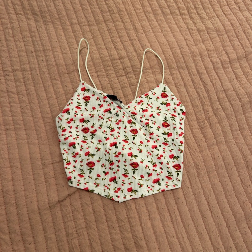 white floral corset top